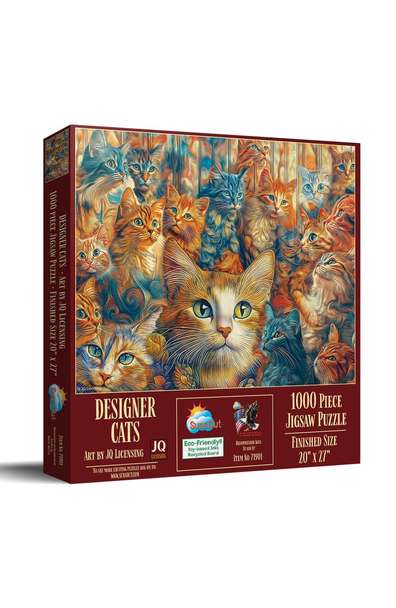 Sunsout Designer Cats 1000 piece Jigsaw Puzzle for Adults, Main, color, Multicolor