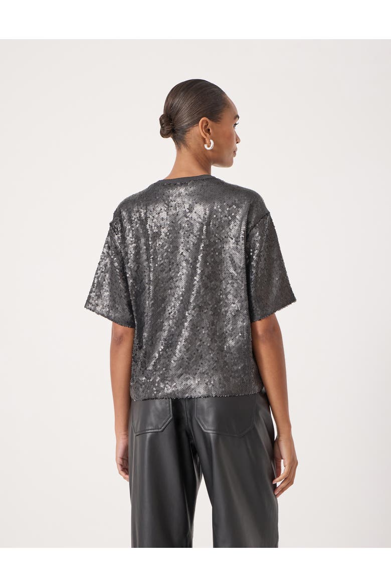 Holly Matte Sequin T-Shirt, Alternate, color, Gunmetal Grey