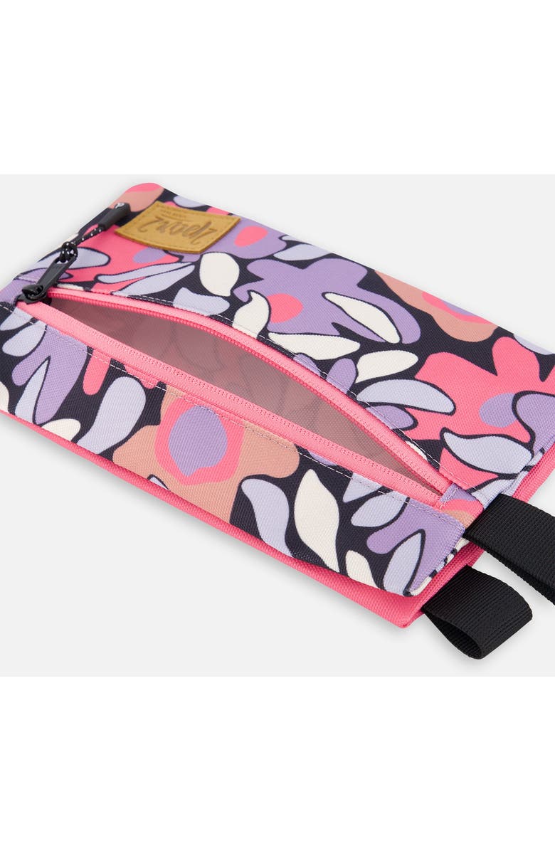 Deux par Deux Double Pencil Case Retro Flower, Alternate, color, Black