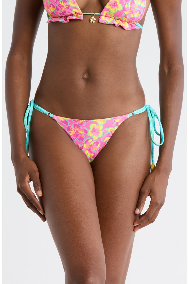 Side Tie Thong Bikini Bottoms, Main, color, SUN POP