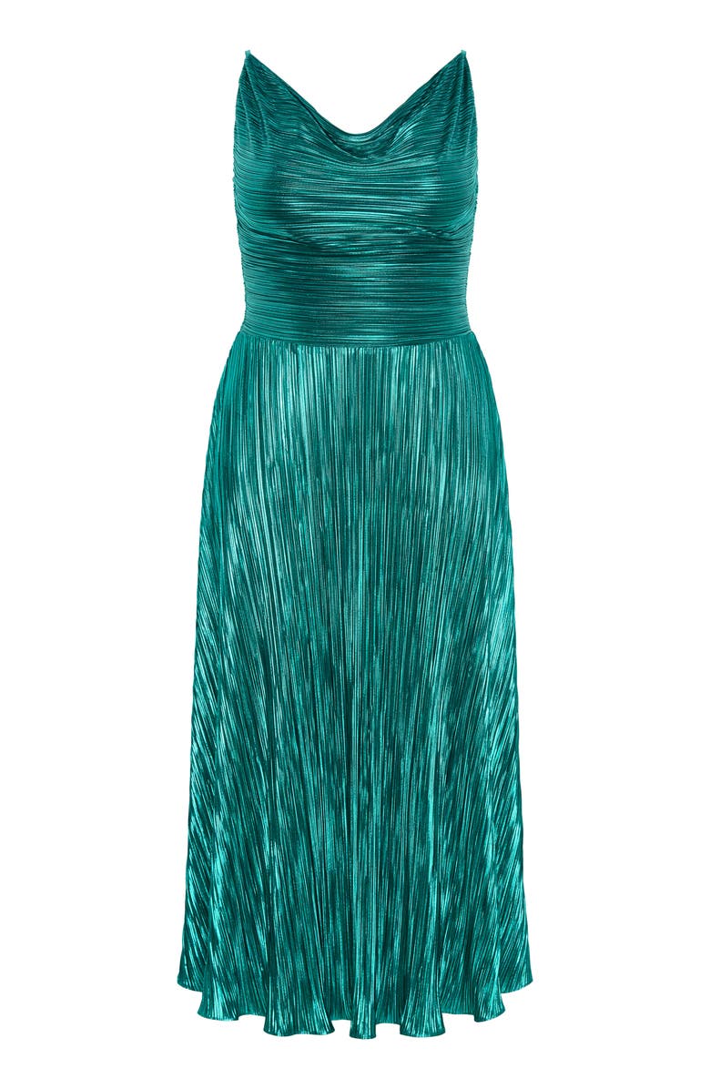 City Chic Kamila Plissé Metallic Sleeveless Maxi Dress, Alternate, color, Emerald