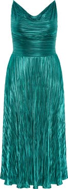 City Chic Kamila Plissé Metallic Sleeveless Maxi Dress