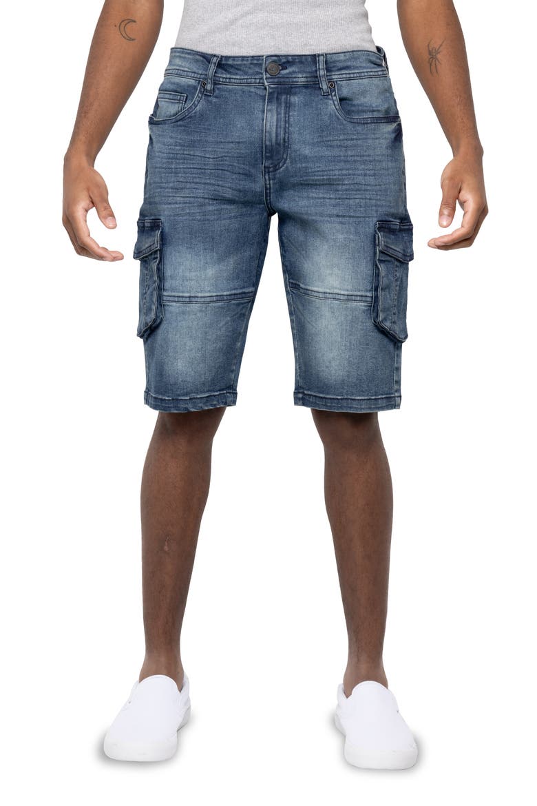 Denim Cargo Shorts, Main, color, MEDIUM WASH