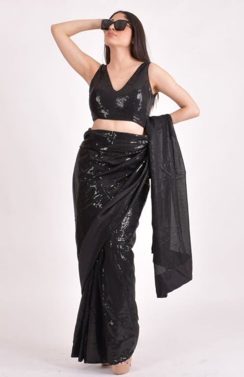Sequins Pre-Draped Saree