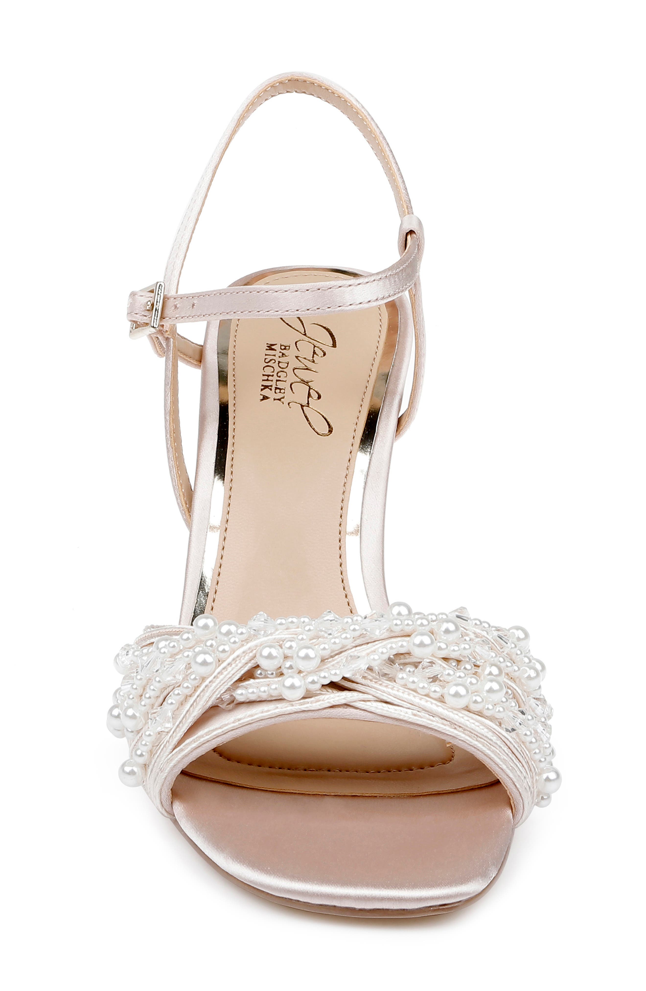 Jewel Badgley Mischka Fanny Ankle Strap Sandal, Alternate, color, Champagne Satin