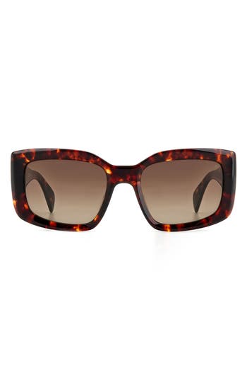 Rag & Bone 54mm Gradient Rectangular Sunglasses In Havana/brown Gradient