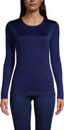 Lands' End Silk Interlock Long Sleeve Crewneck Long Underwear Top