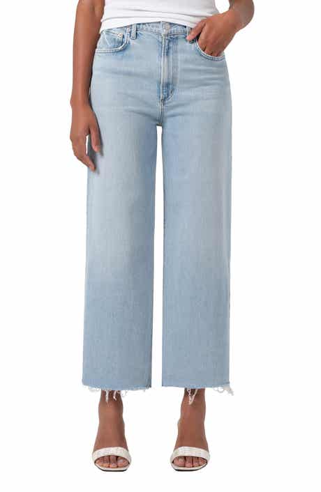 AGOLDE Ren Raw Hem High Waist Ankle Wide Leg Jeans