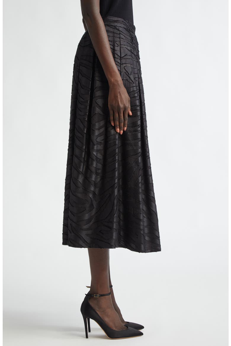 Pleated Zebra Fil Coupé Skirt, Alternate, color, BLACK