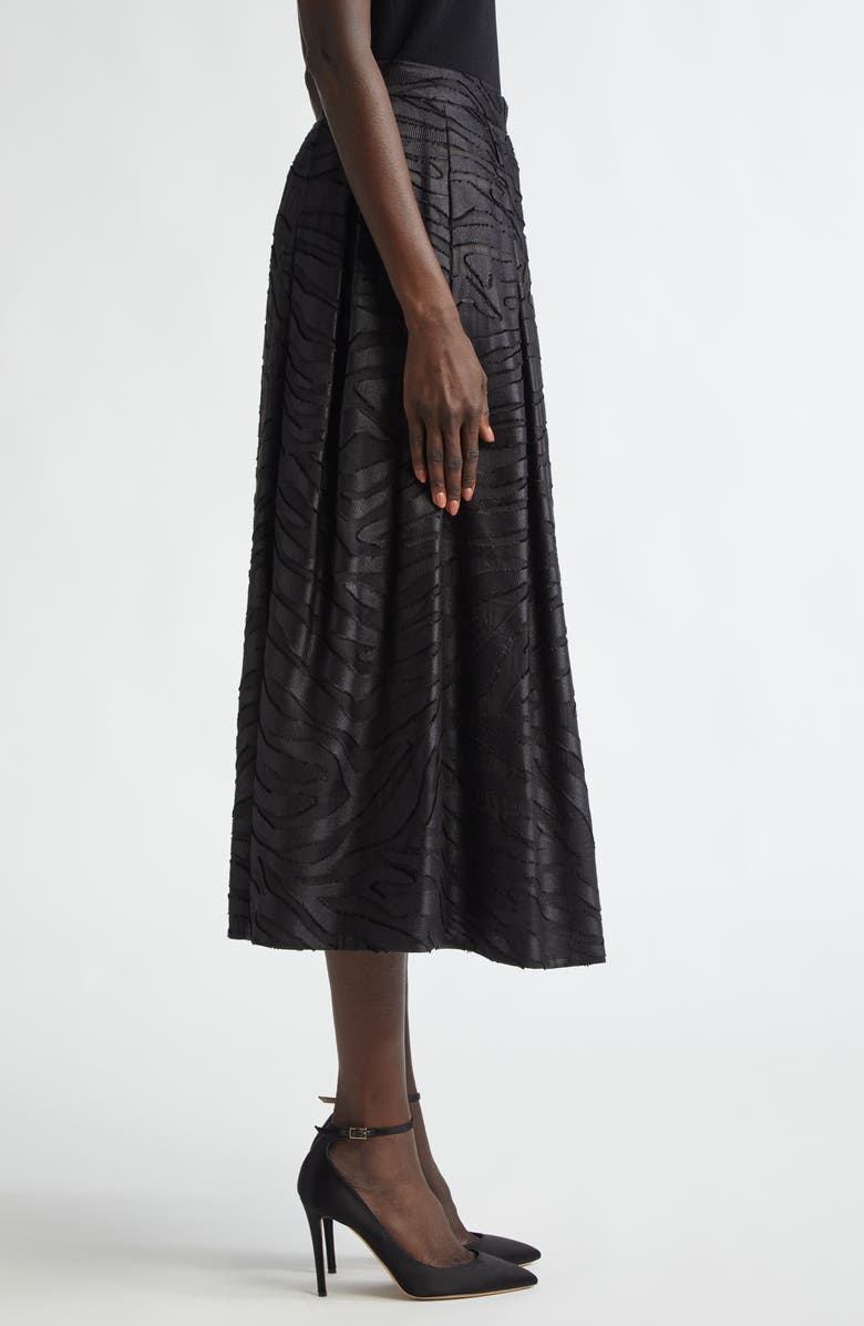 ST. JOHN Pleated Zebra Fil Coupé Skirt, Alternate, color, Black
