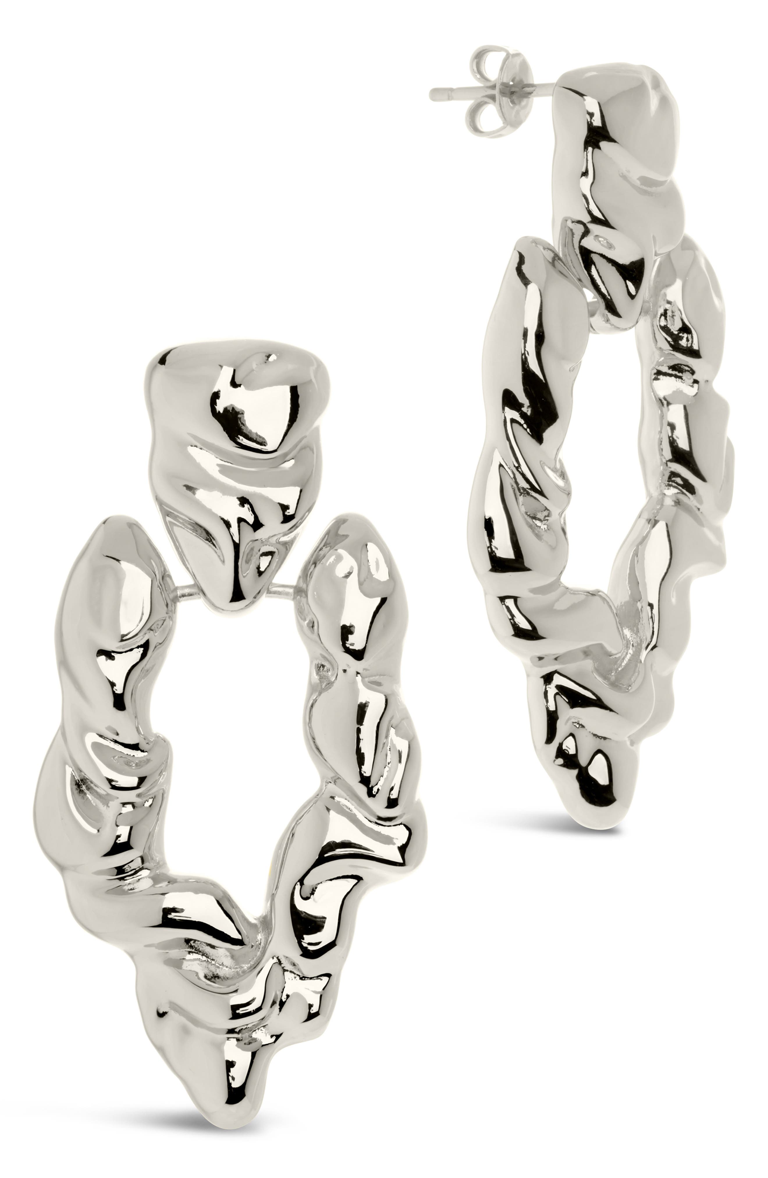 Sterling Forever Tali Molten Chunky Drop Earrings