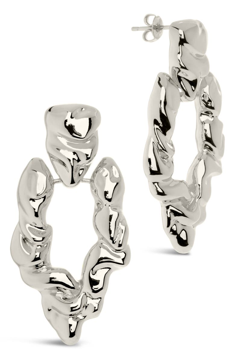 Sterling Forever Tali Molten Chunky Drop Earrings, Main, color, Silver