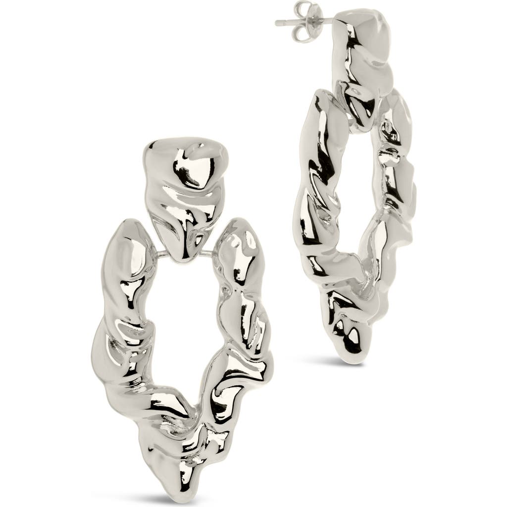 Sterling Forever Tali Molten Metal Chunky Drop Earrings In Silver