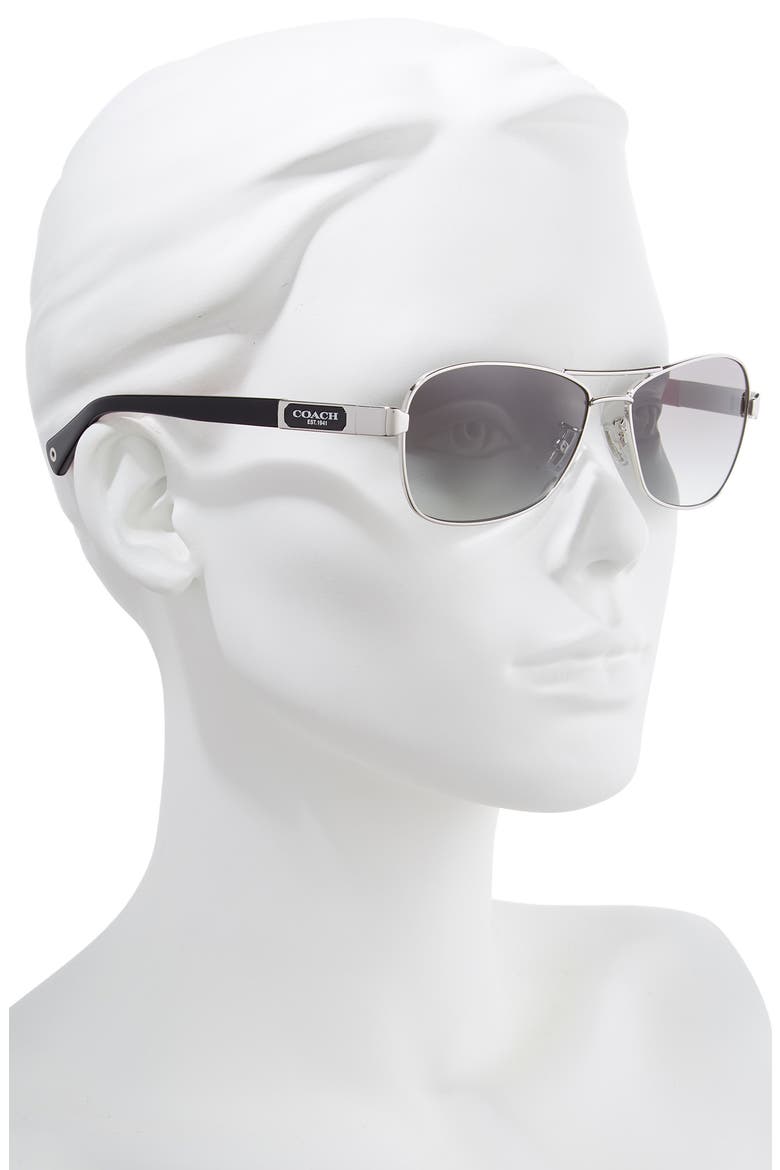 Caroline 56mm Gradient Aviator Sunglasses, Alternate, color, SILVER/ GREY GRADIENT