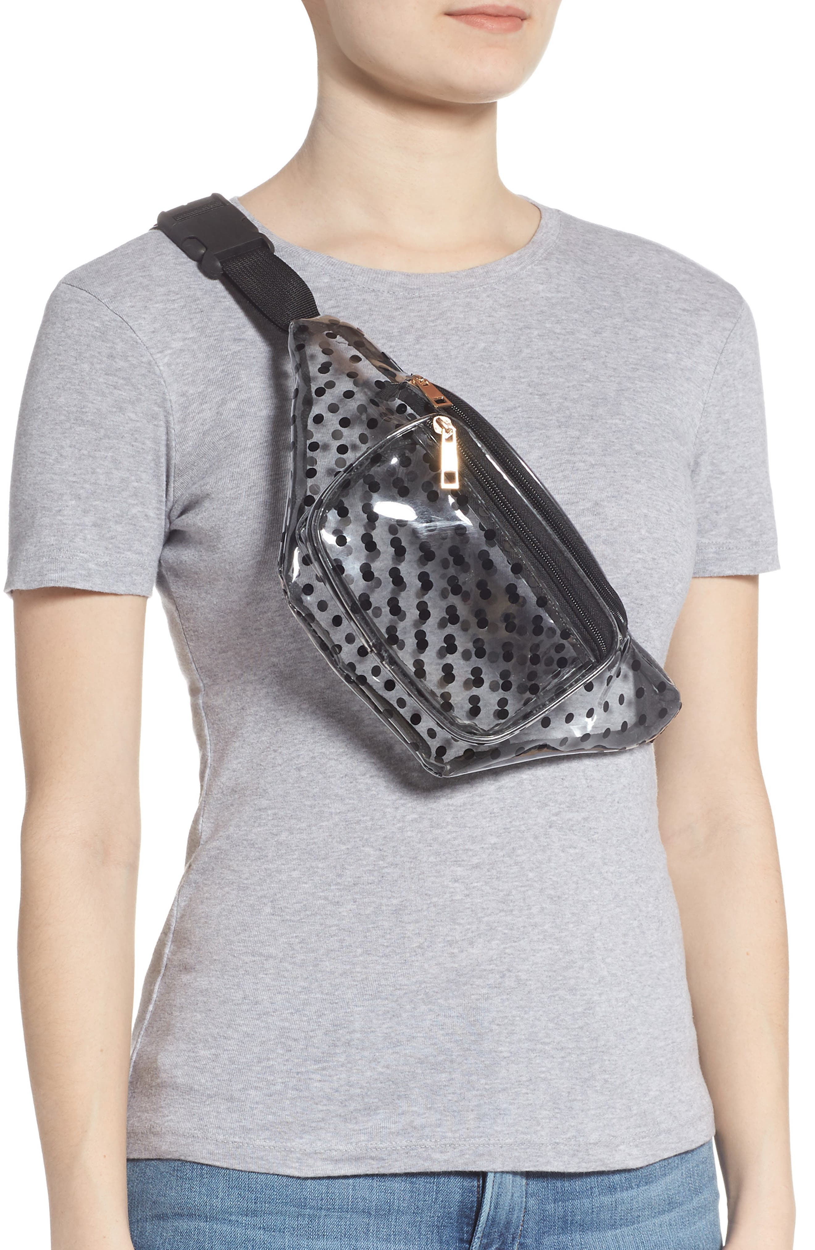Jane & Berry Polka Dot Transparent Belt Bag, Alternate, color, 