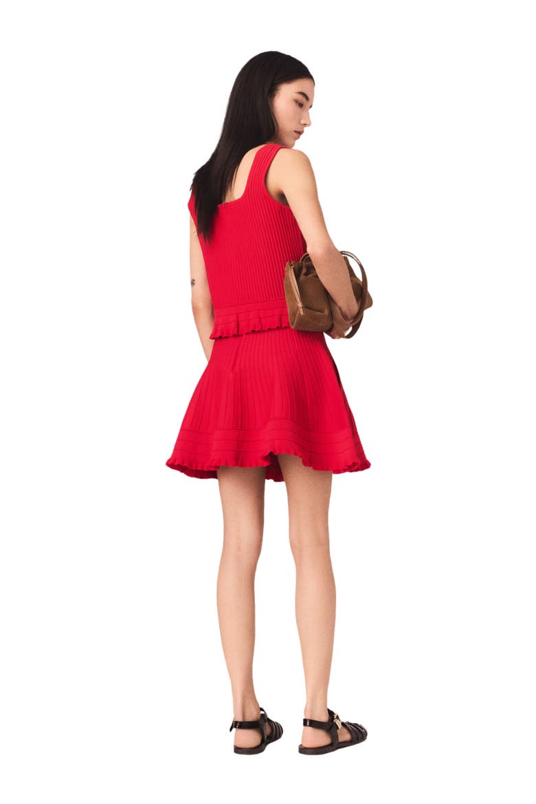 Ruffled knit top, Alternate, color, Red