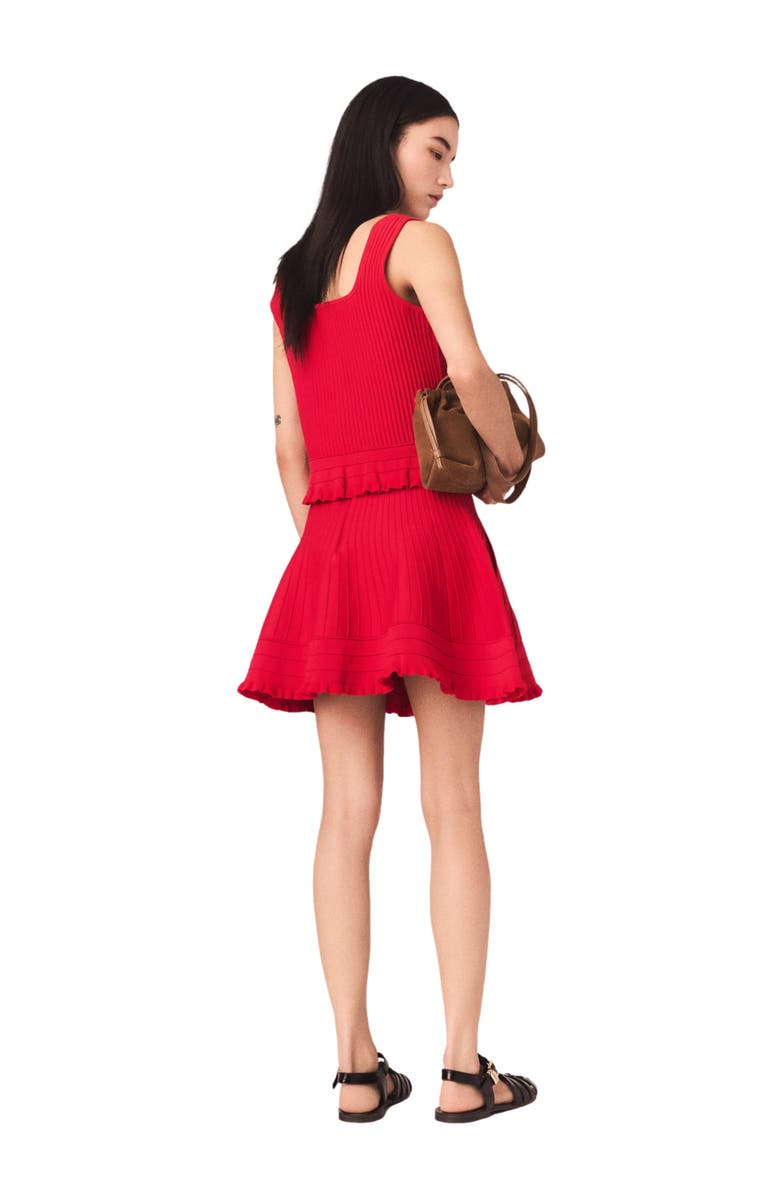 maje Ruffled knit top, Alternate, color, Red