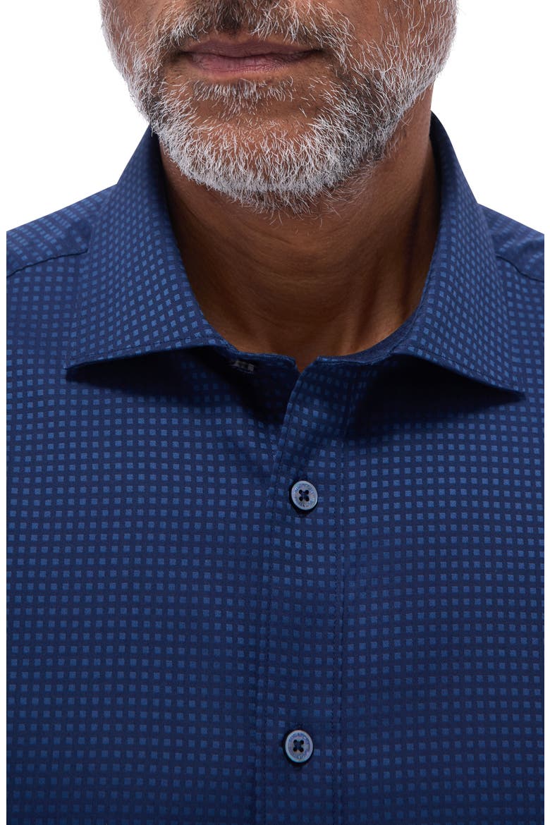 Axel Shaped Fit Jacquard Button-Up Shirt, Alternate, color, INDIGO