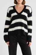 ATM Anthony Thomas Melillo Stripe V-Neck Sweater