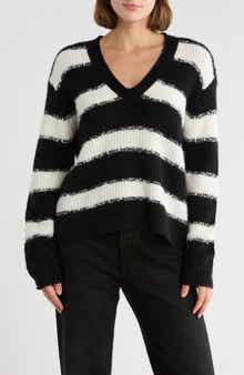 ATM Anthony Thomas Melillo Stripe V-Neck Sweater