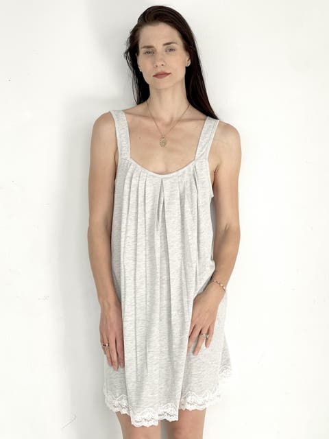 Olympia  Pima Cotton Nightie with Lace Hem