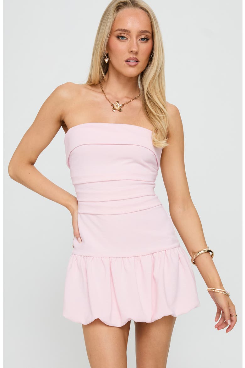Mousse Strapless Bubble Hem Minidress, Alternate, color, PINK