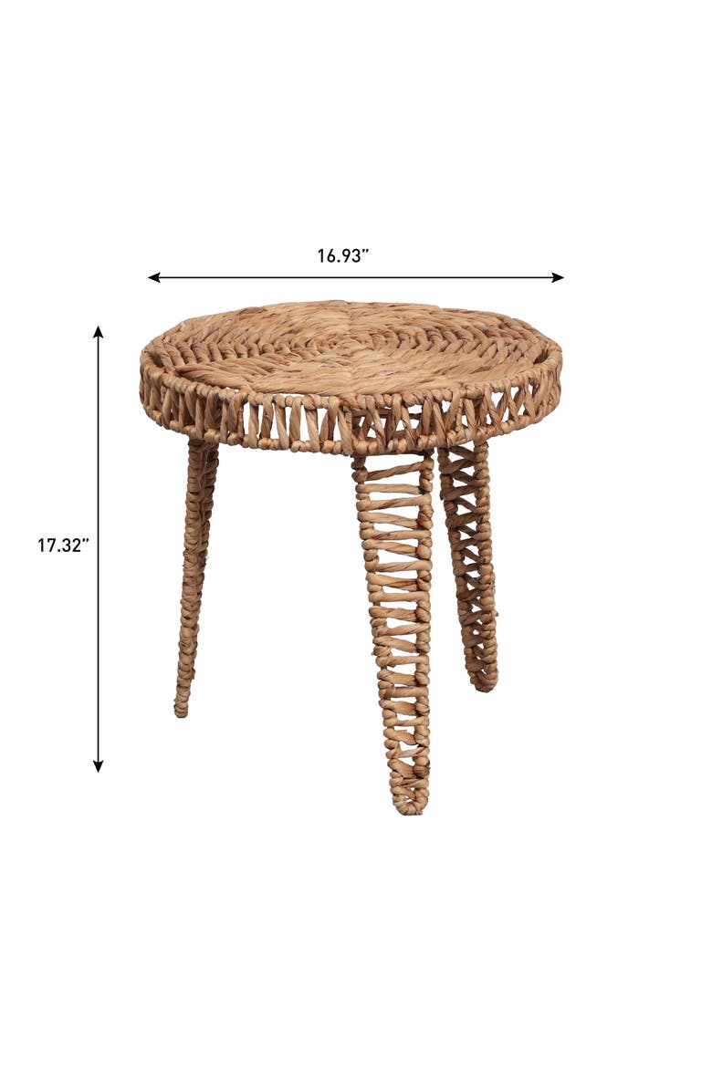 JONATHAN Y Amara 17" Coastal Bohemian Handwoven Water Hyacinth Round Tripod End Table, Alternate, color, Natural