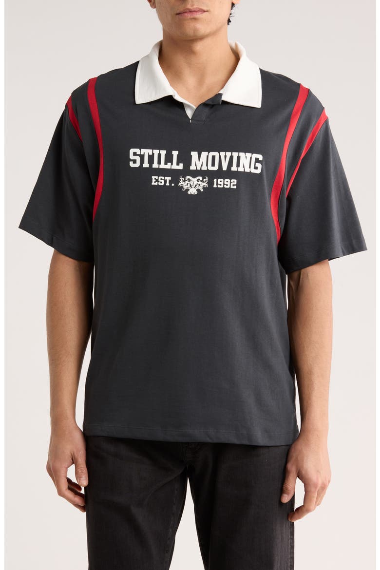 Cotton Graphic Polo, Main, color, CHARCOAL