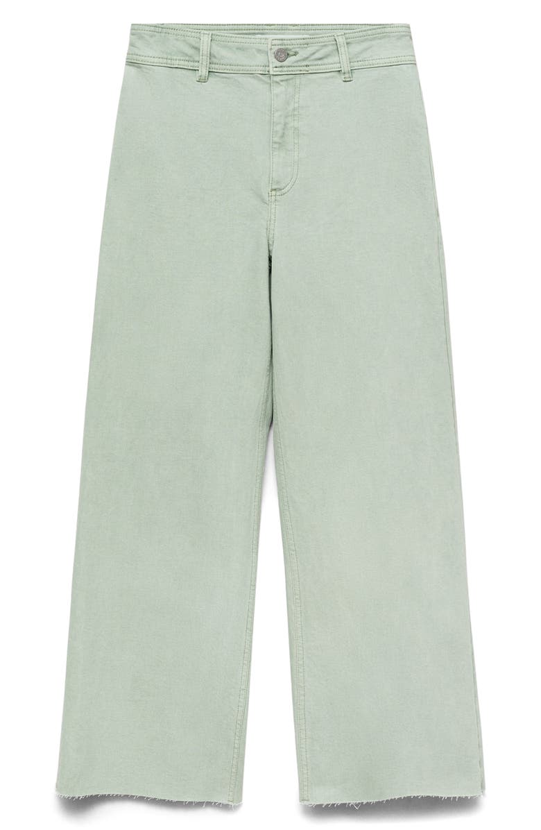 MANGO Catherin Raw Hem High Waist Culotte Jeans, Alternate, color, Turquoise Green