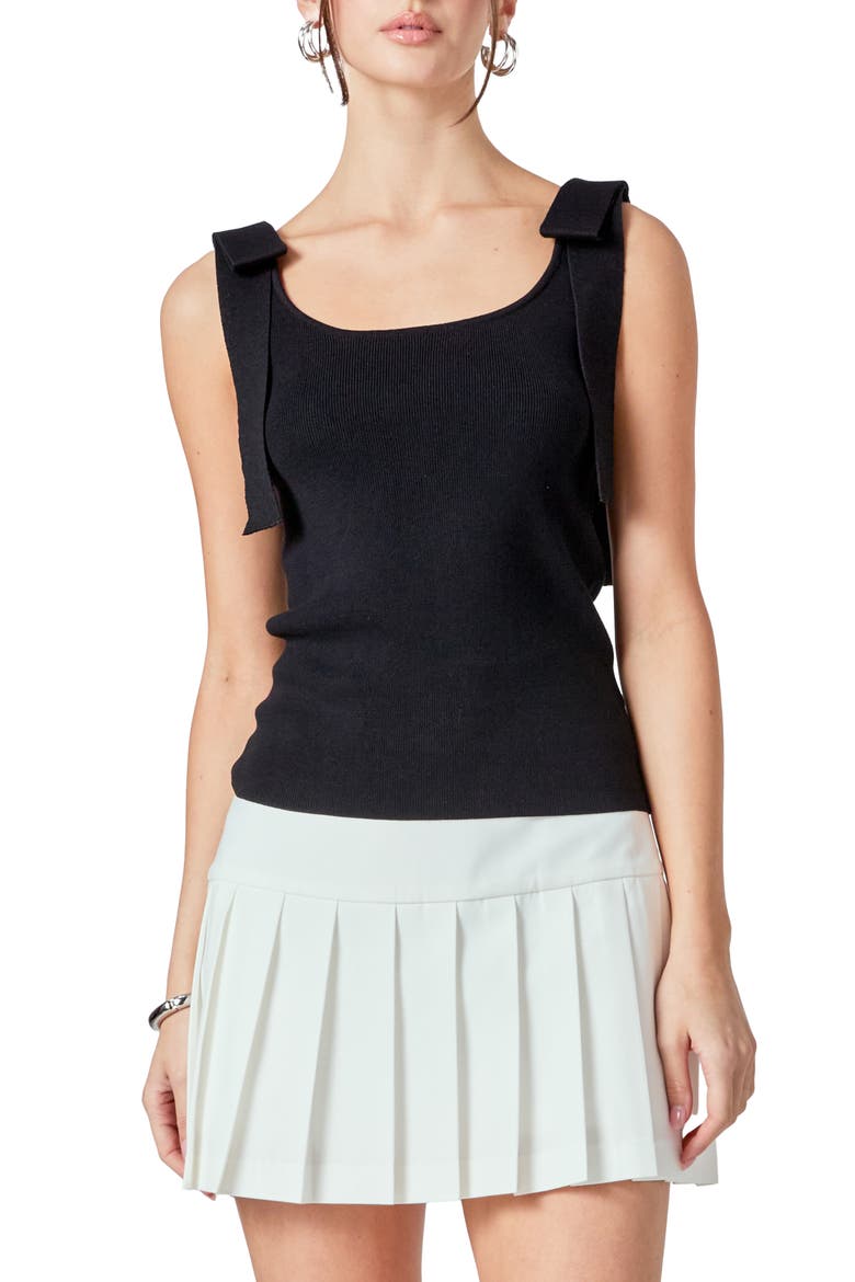Bow Strap Rib Tank, Main, color, BLACK