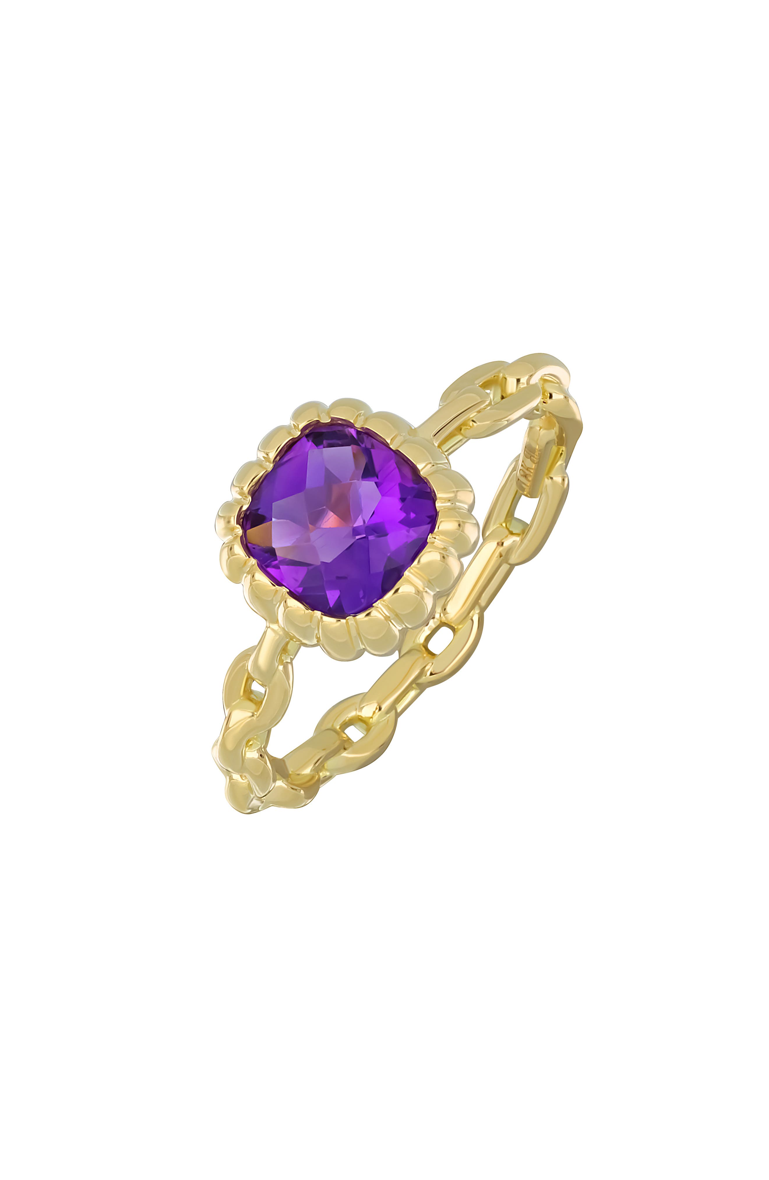 Bony Levy 18K Yellow Gold Cushion Cut Amethyst Ring