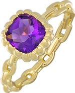 Bony Levy 18K Yellow Gold Cushion Cut Amethyst Ring
