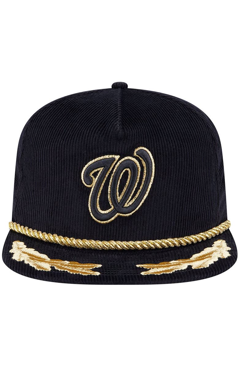 New Era Men's New Era Black Washington Nationals Corduroy Filigree Golfer Adjustable Hat, Alternate, color, 