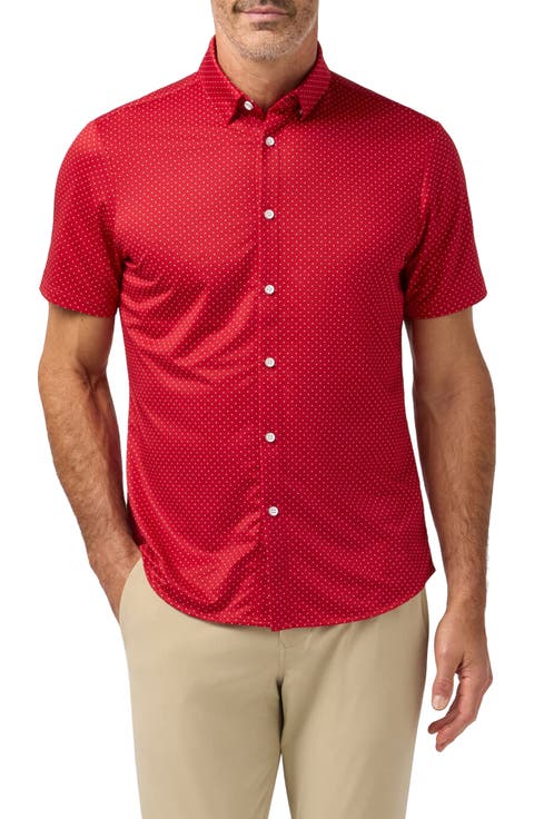 Haylard Trim Fit Red Hot Dot Short Sleeve Button-Up Shirt