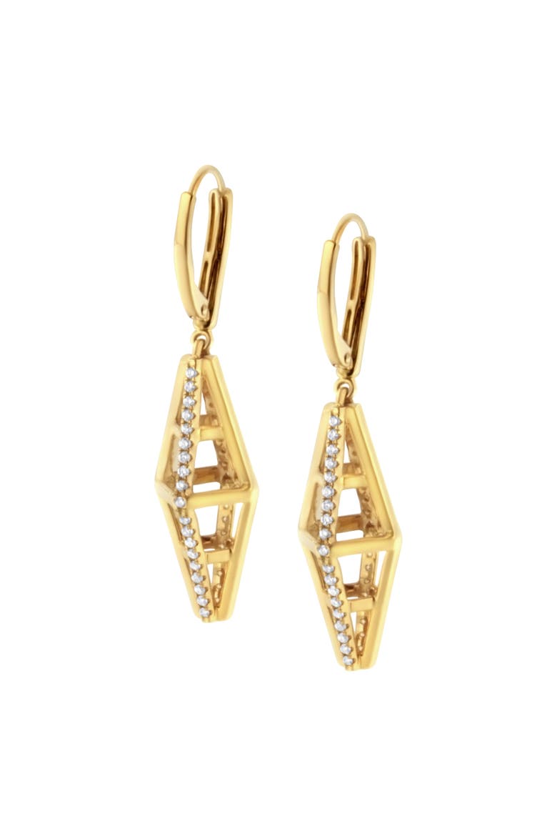 14K Yellow Gold 5/8 Cttw Diamond Geometrical Pillar Drop and Dangle Earrings, Alternate, color, Yellow