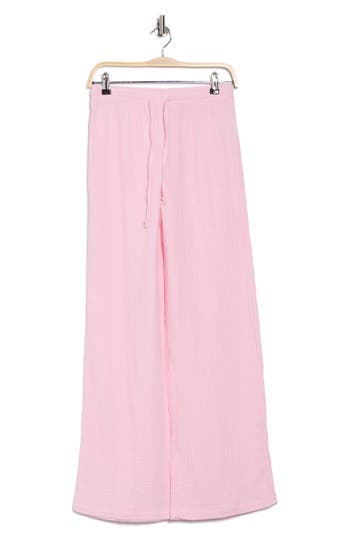 Steve Madden Cotton Gauze Wide Leg Pants In Pink Lemonade