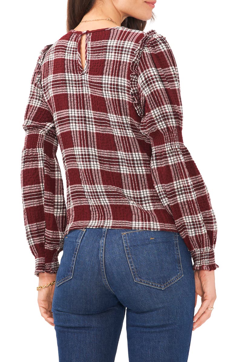 1.STATE Plaid Long Sleeve Top, Alternate, color, Port