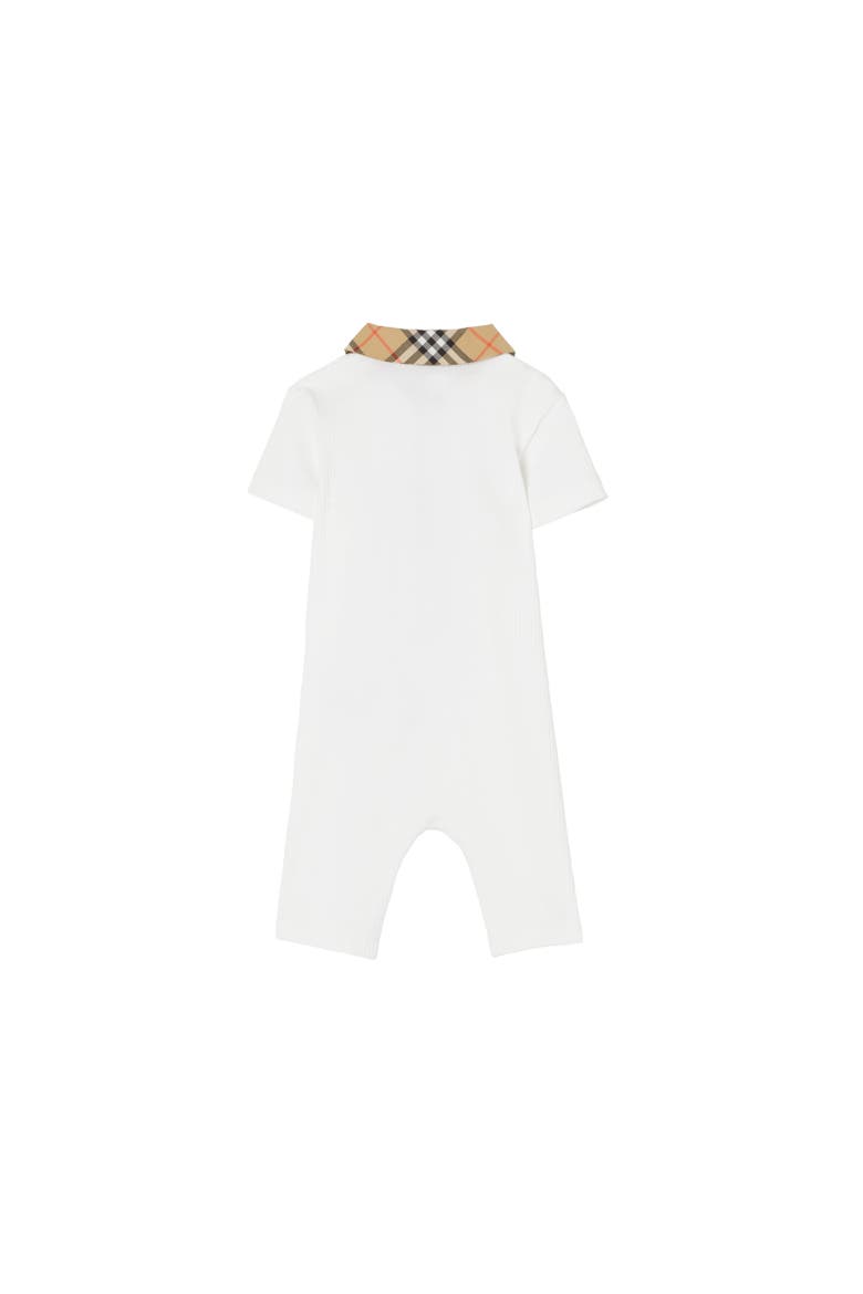 Check Trim Cotton Playsuit, Alternate, color, White