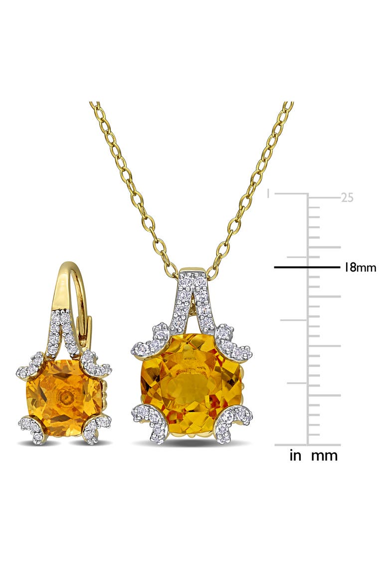 Citrine & White Topaz Earrings & Necklace Set, Alternate, color, YELLOW