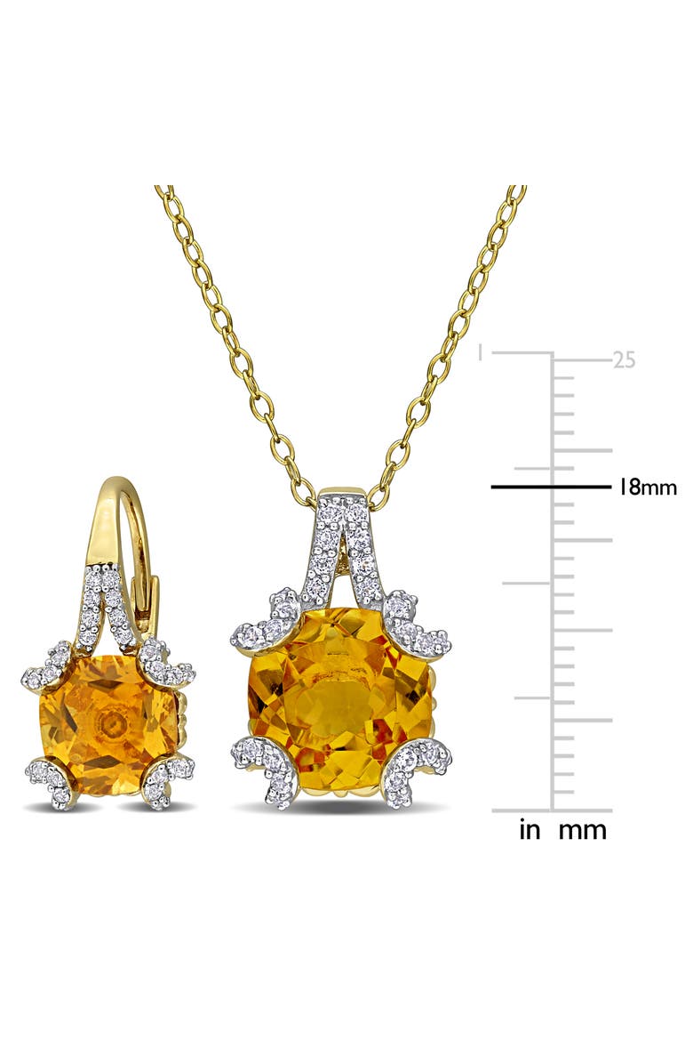 DELMAR Citrine & White Topaz Earrings & Necklace Set, Alternate, color, Yellow