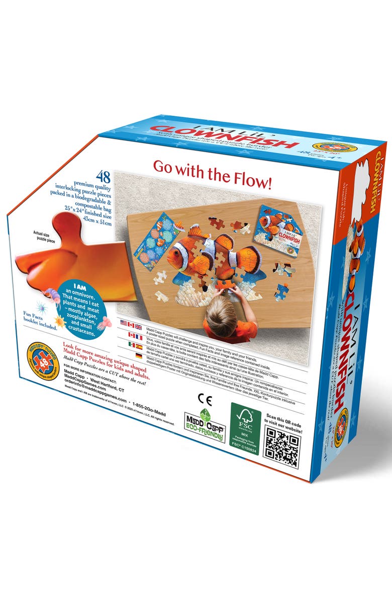 I Am Lil Clownfish 48 Piece Fish Shaped Puzzle, Ocean Life, Alternate, color, Multicolored