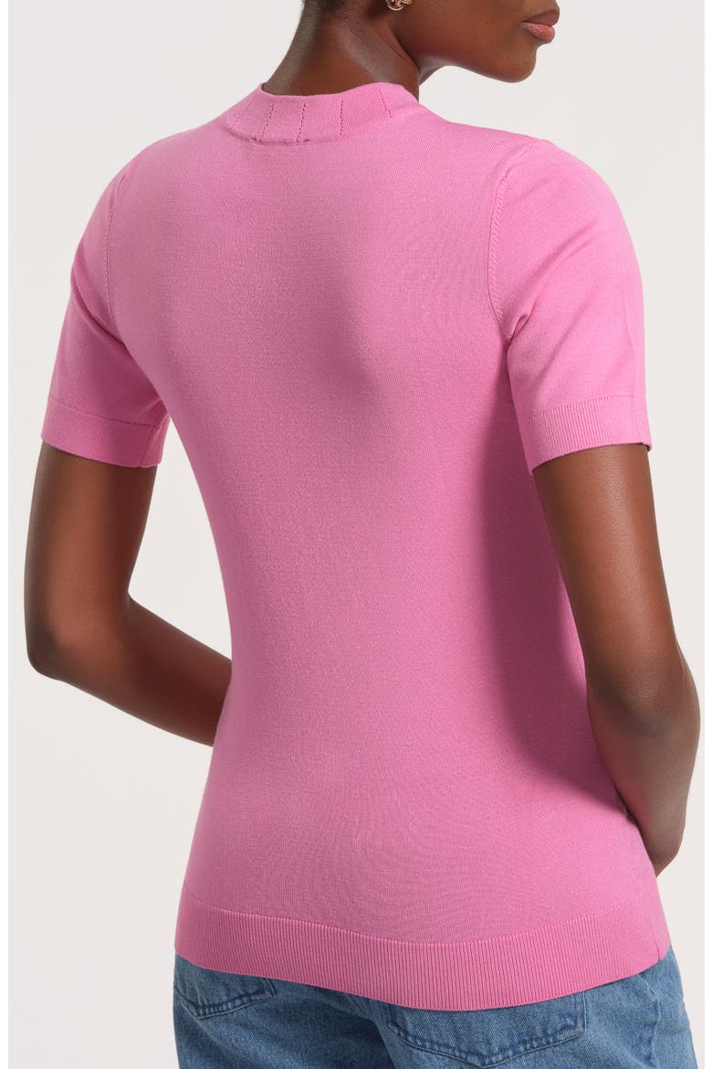 Mock Neck Short Sleeve Sweater, Alternate, color, HOT PINK