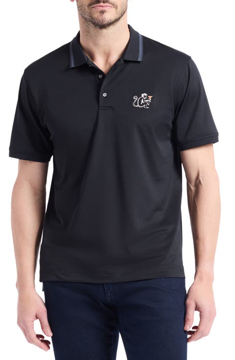 Monkey Business Embroidered Cotton Piqué Polo