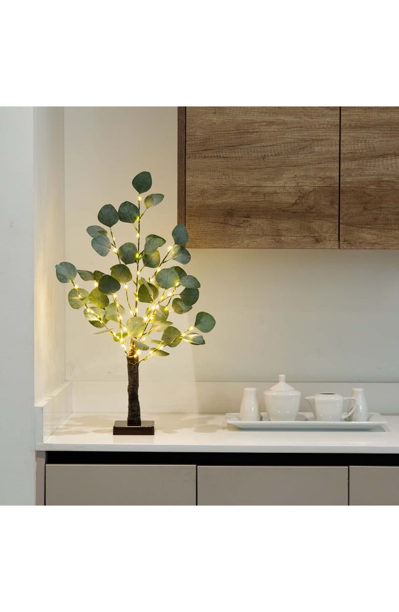 NEARLY NATURAL 2-ft Lighted Artificial Eucalyptus Tree with 60 Warm White LED Lights, Alternate, color, Green