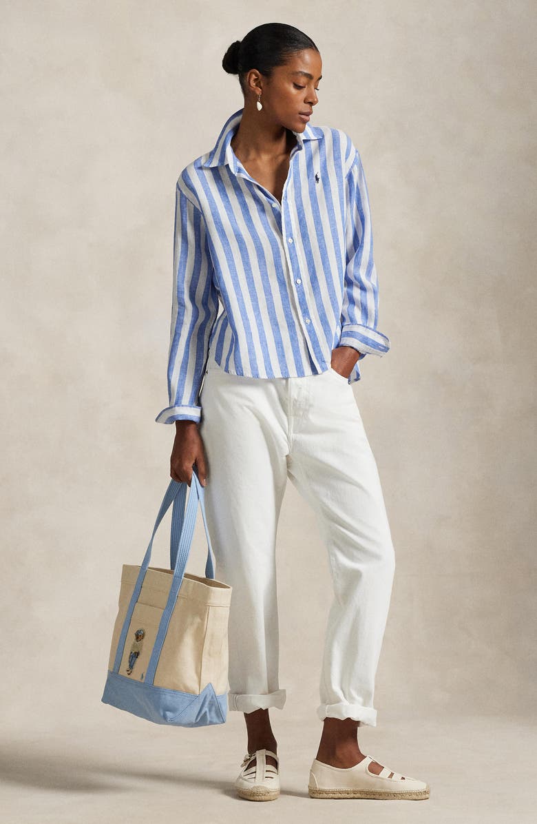 Polo Ralph Lauren Stripe Boxy Linen Button-Up Shirt, Alternate, color, 