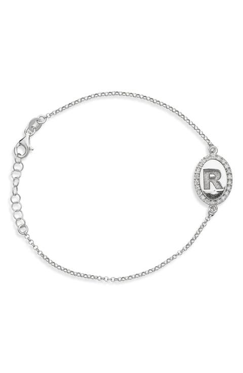Diamond Initial Disc Bracelet