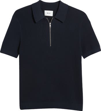 NN07 Hansie Zip Ribbed Organic Cotton Sweater Polo | Nordstrom NN07 Hansie Zip Ribbed Organic Cotton Sweater Polo | Nordstrom