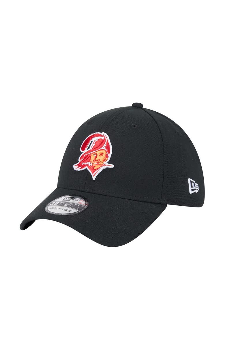New Era Men's New Era Black Tampa Bay Buccaneers Throwback Main 39THIRTY Flex Hat, Main, color,