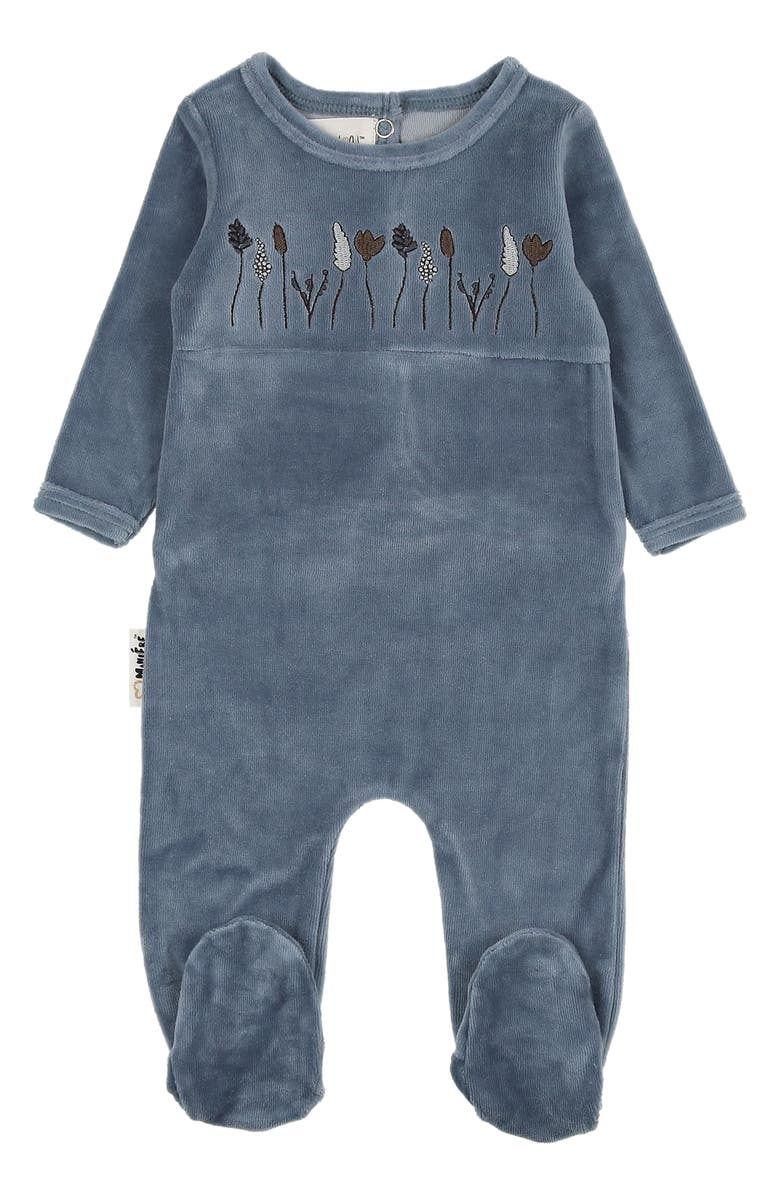 Manière Garden Embroidered Footie, Main, color, Royal Blue