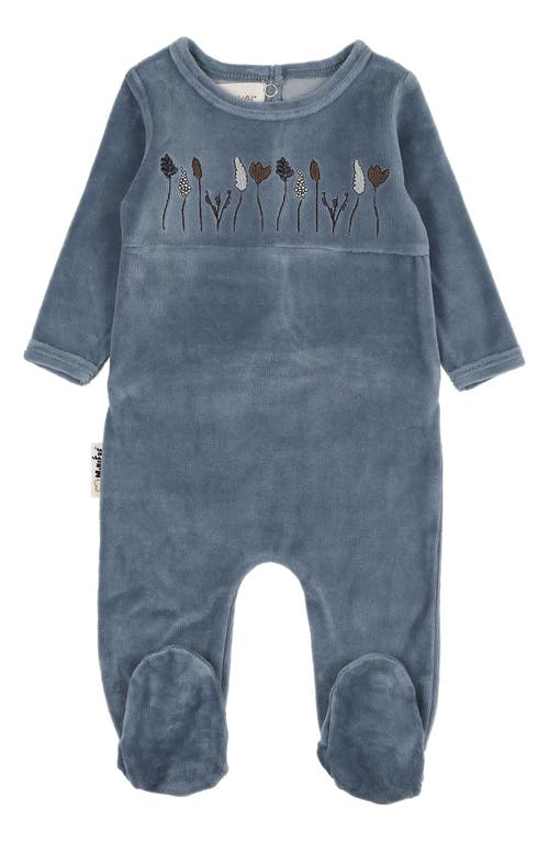 Maniere Manière Garden Embroidered Footie In Blue